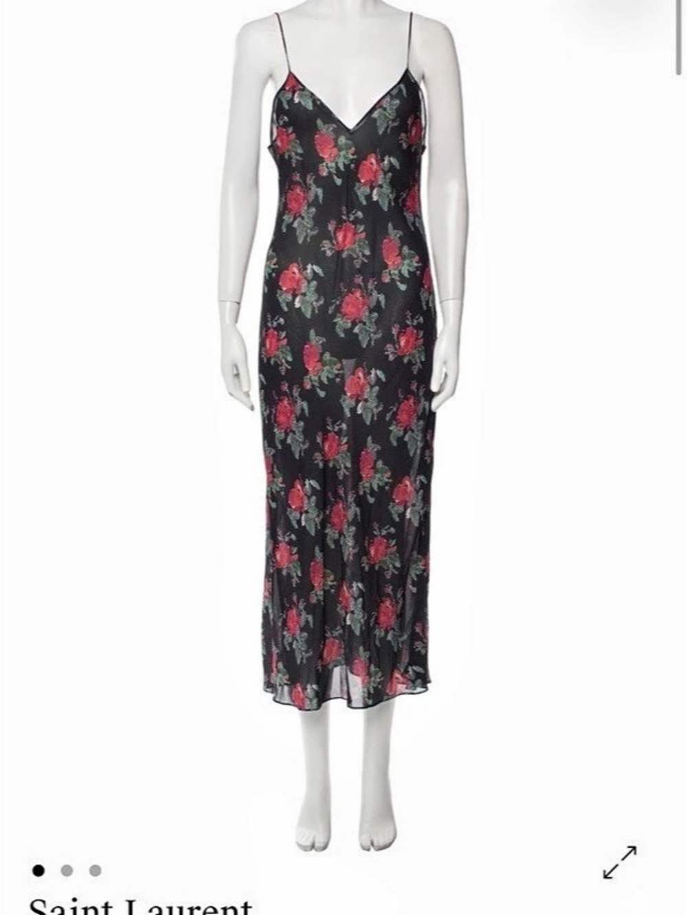 Saint Laurent 2016 Long Dress Floral Midi Dress Black & Red Medium